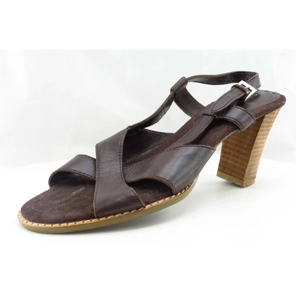 Bandolino Sz 8 M Brown Slingback Leather Women‎ Sandals